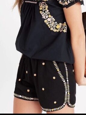 Madewell Springtime Embroidered Pull On Shorts Small